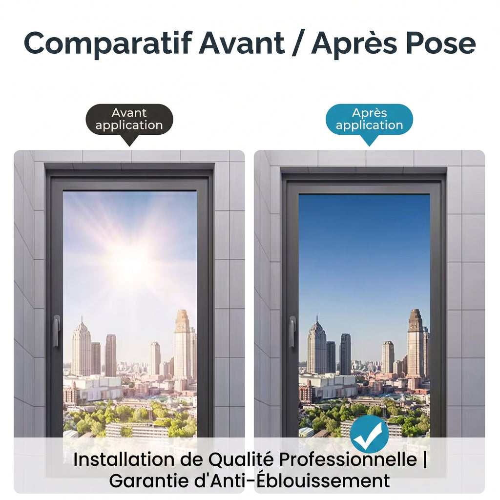 Film Anti-Chaleur & Protection Solaire – Rejet Thermique 85% Sans Colle + Raclette Offerte